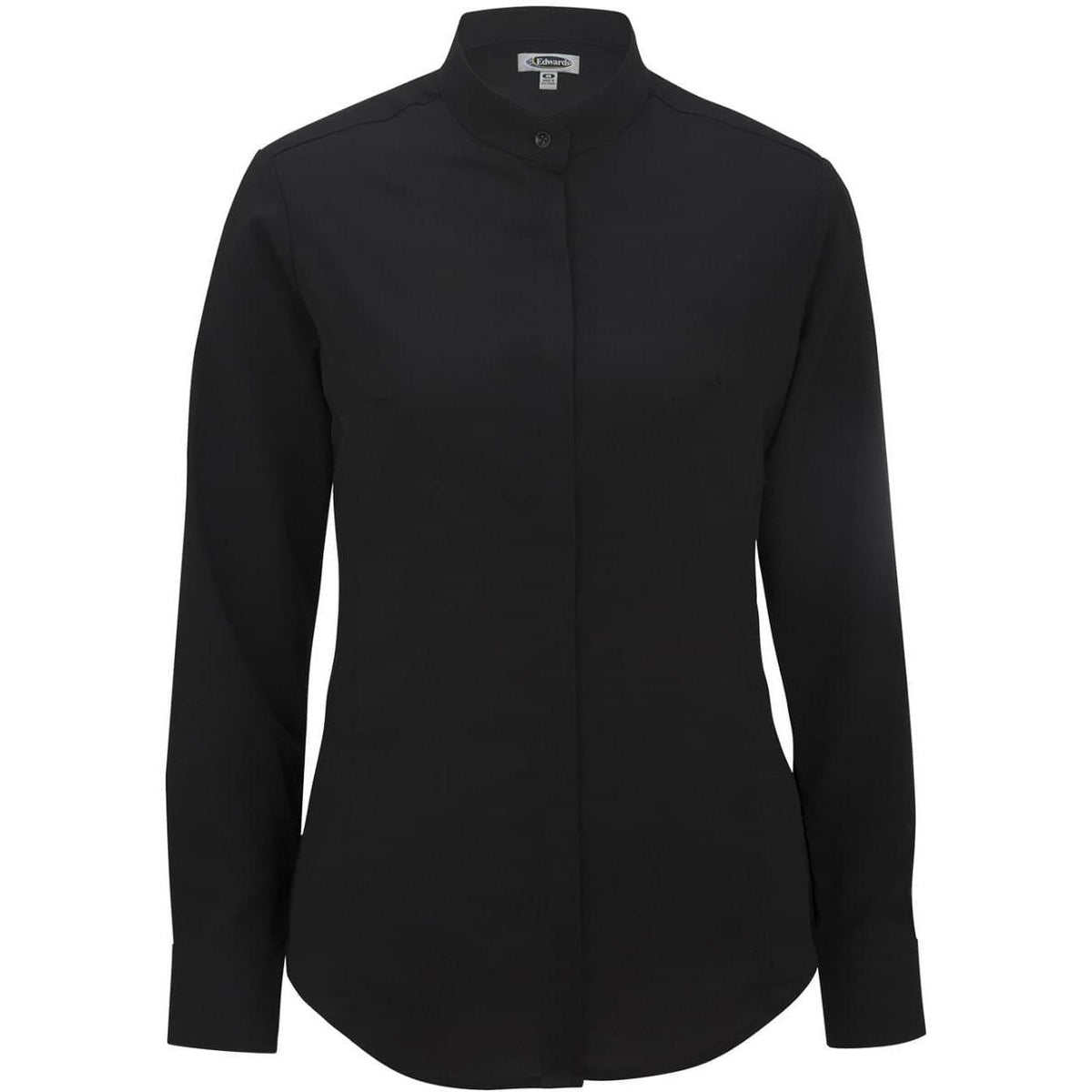 no-logo Edwards Women's Bastiste Banded Collar Shirt-Dress Shirts-Edwards-Black-XS-Thread Logic