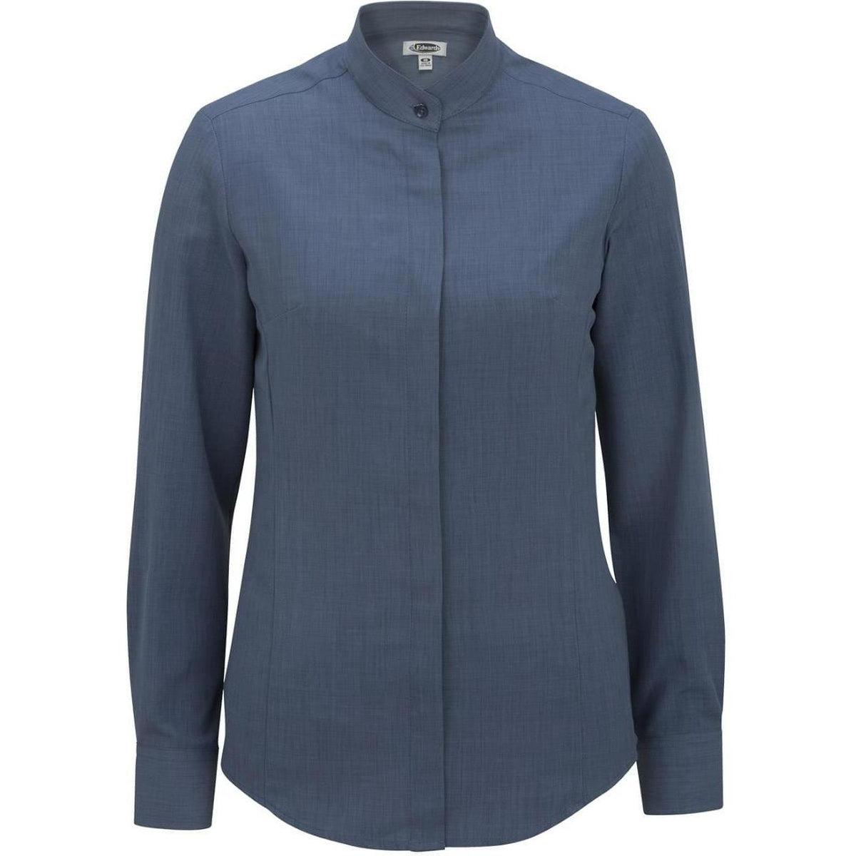 no-logo Edwards Women's Bastiste Banded Collar Shirt-Dress Shirts-Edwards-Riviera Blue-XS-Thread Logic