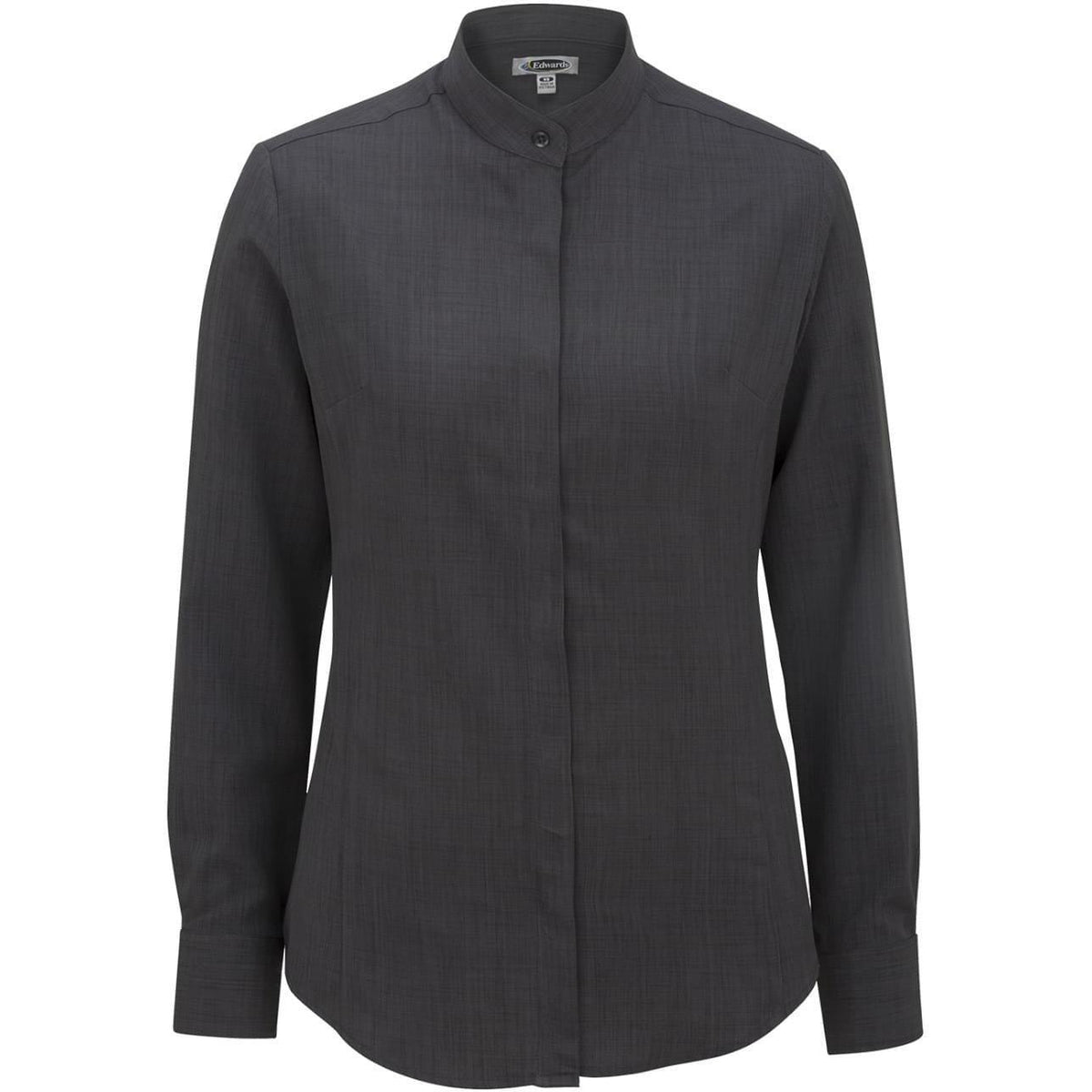 no-logo Edwards Women's Bastiste Banded Collar Shirt-Dress Shirts-Edwards-Steel Grey-XS-Thread Logic