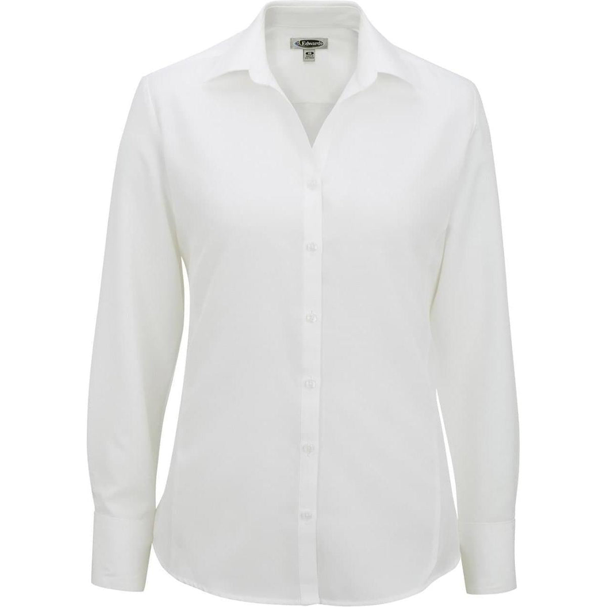 logo-left Edwards Women's Bastiste Long Sleeve Shirt-Dress Shirts-Edwards-White-XS-Thread Logic