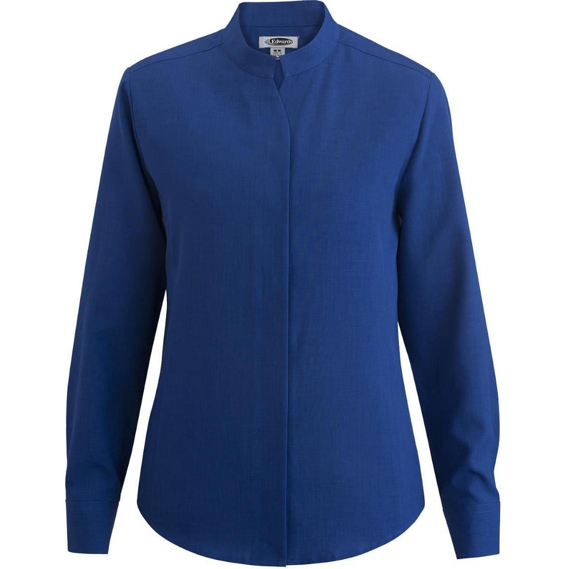 no-logo Edwards Women's Bastiste Stand Up Collar Shirt-Dress Shirts-Edwards-Cobalt-XS-Thread Logic