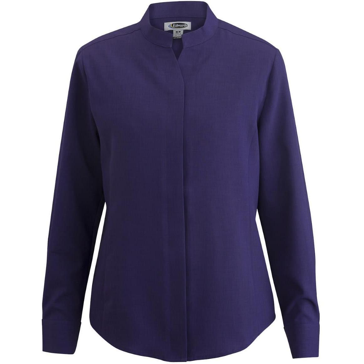 no-logo Edwards Women's Bastiste Stand Up Collar Shirt-Dress Shirts-Edwards-Purple-XS-Thread Logic