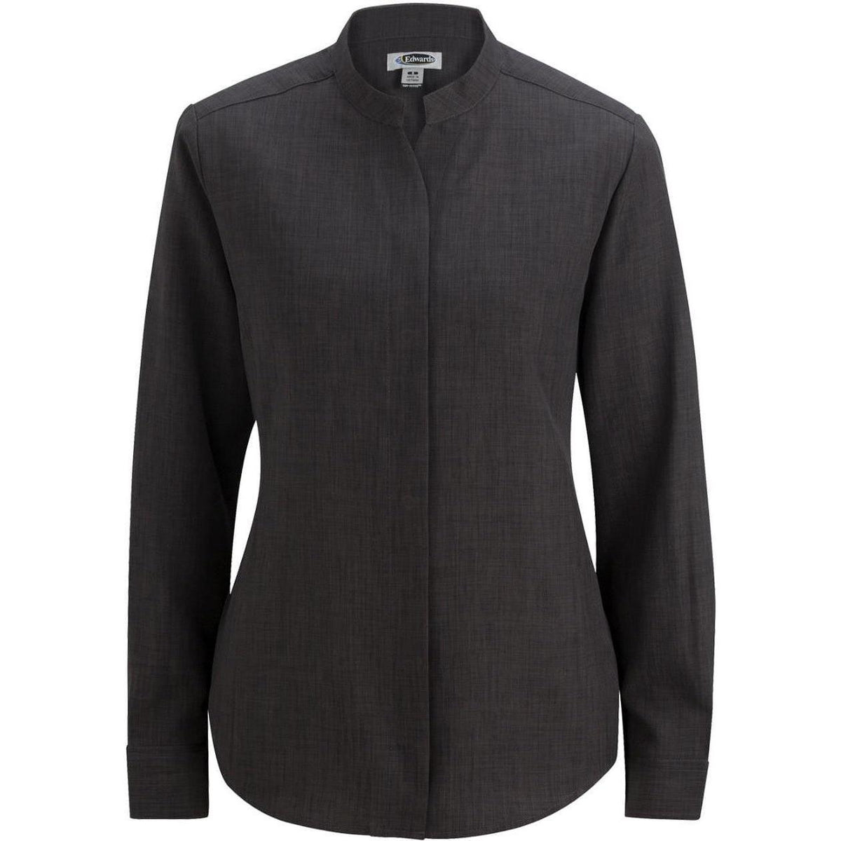 no-logo Edwards Women's Bastiste Stand Up Collar Shirt-Dress Shirts-Edwards-Steel Grey-XS-Thread Logic