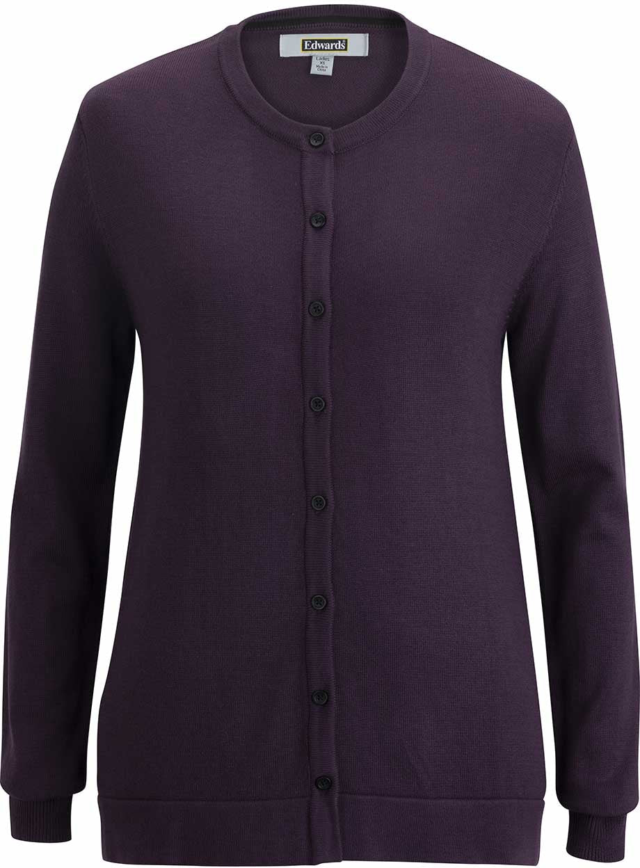 Edwards Ladies Crew Neck Button Front Cardigan 7143 with Custom Embroidery