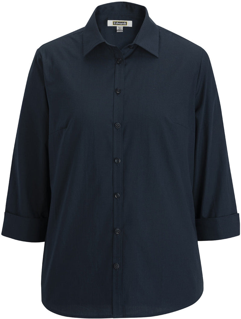 Edwards Ladies Essential Broadcloth Shirt 3/4 Sleeve