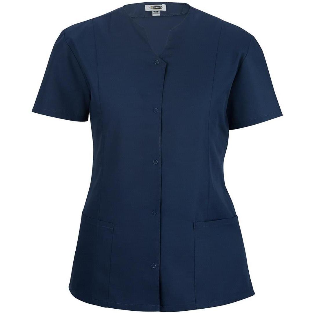 no-logo Edwards Women's Essential Snap Front Smock-Ladies Uniform Dress Shirts-Edwards-Vintage Navy-XS-Thread Logic