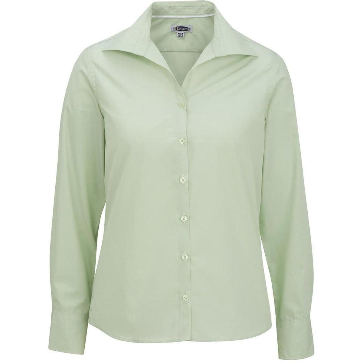 no-logo Edwards Ladies Lightweight Open Neck Poplin Blouse Long Sleeve