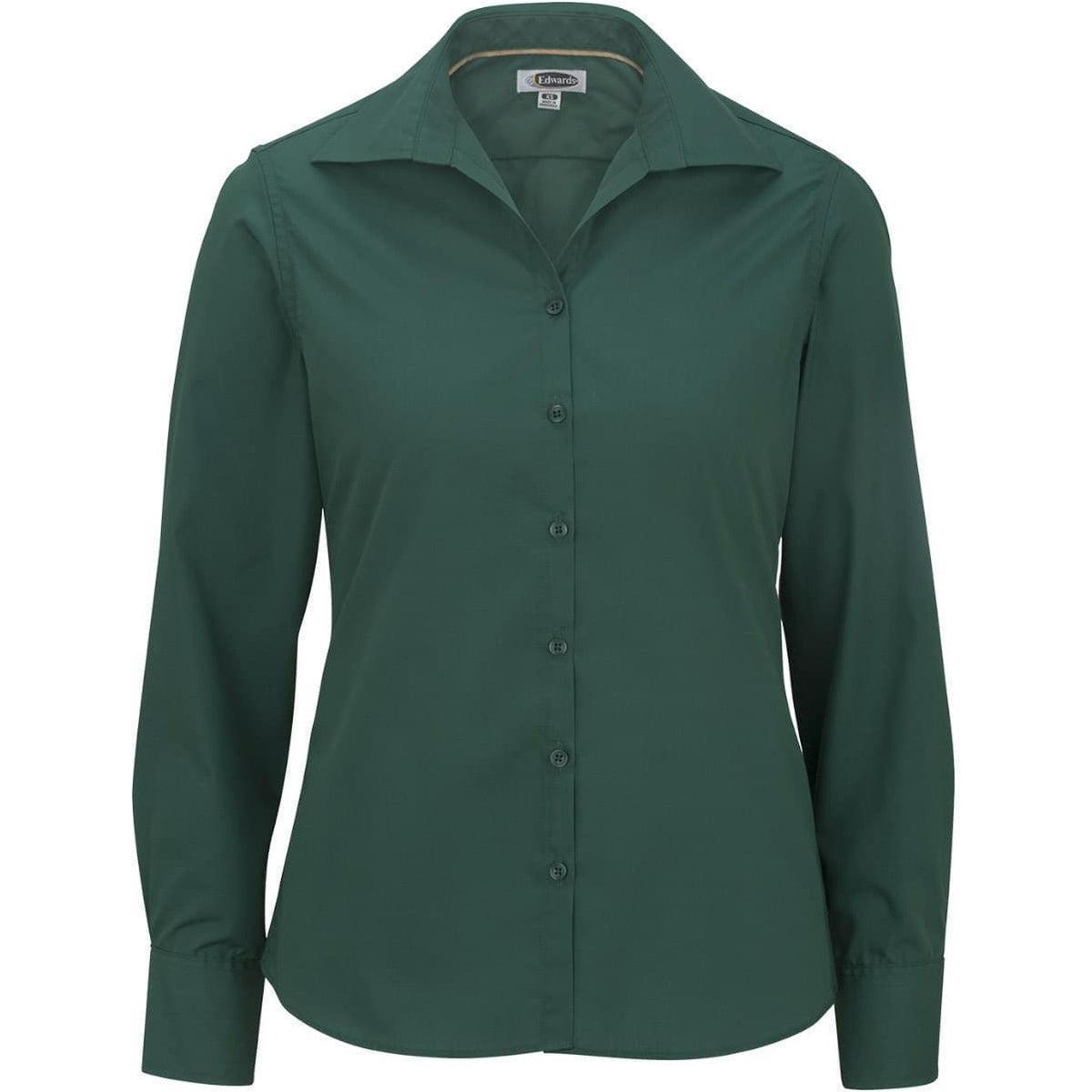 no-logo Edwards Ladies Lightweight Open Neck Poplin Blouse Long Sleeve