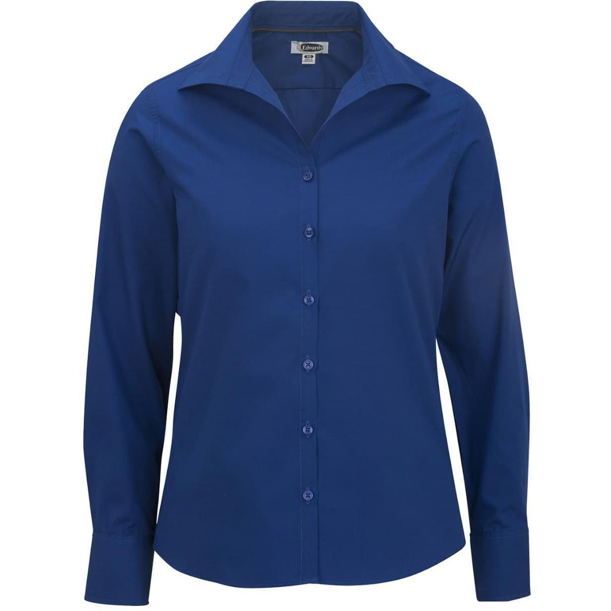 no-logo Edwards Ladies Lightweight Open Neck Poplin Blouse Long Sleeve