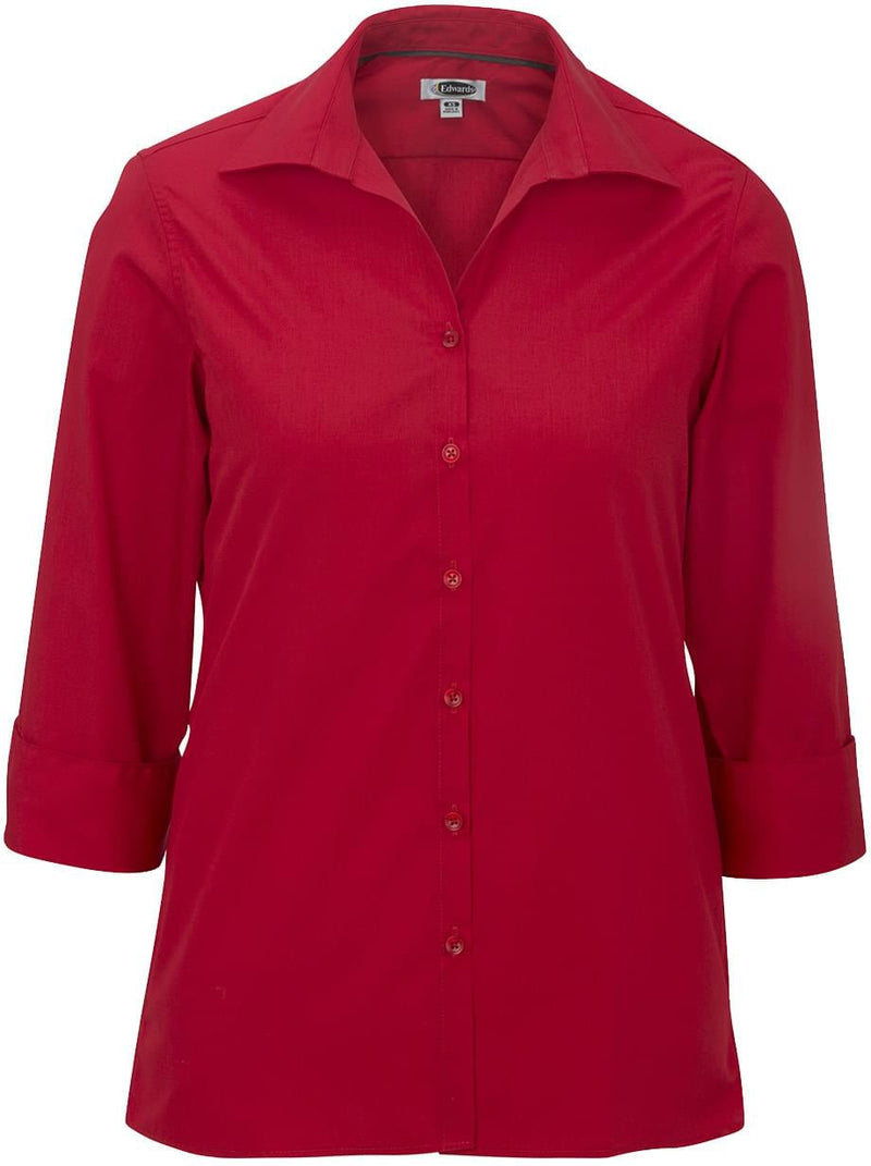 Edwards Ladies Lightweight Open Neck Poplin Blouse