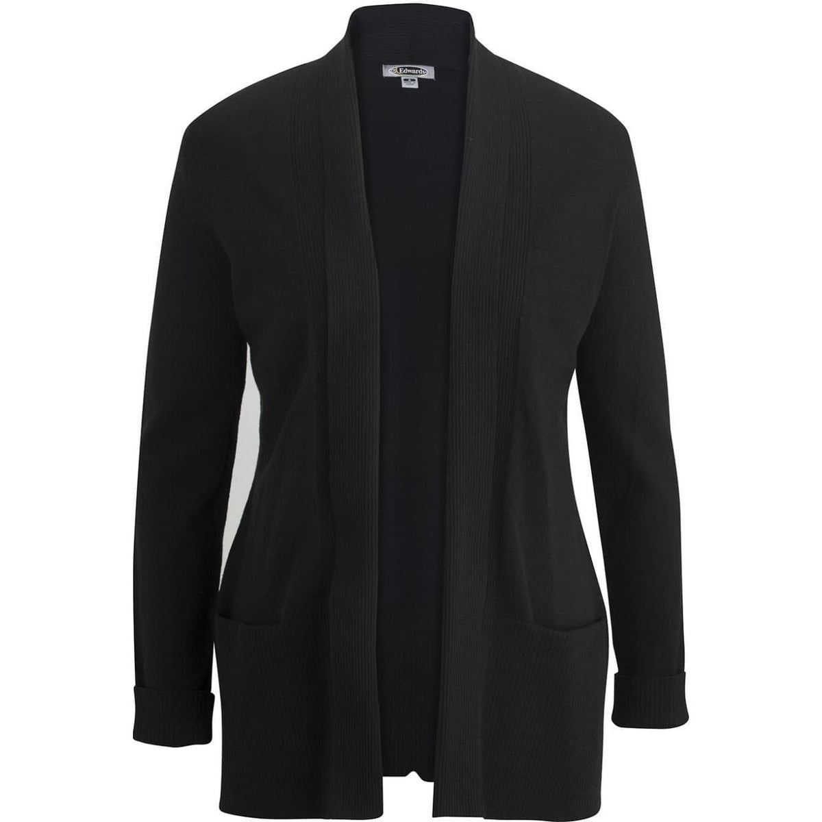 no-logo Edwards Women's Shawl Collar Fine Gauge Cardigan Sweater-Sweaters-Edwards-Black-XS-Thread Logic