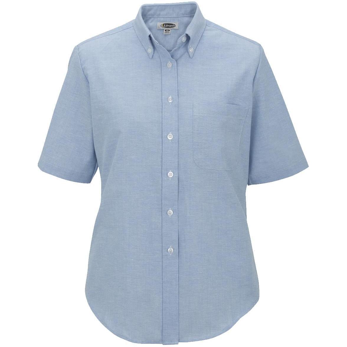 no-logo Edwards Ladies Short Sleeve Oxford Shirt