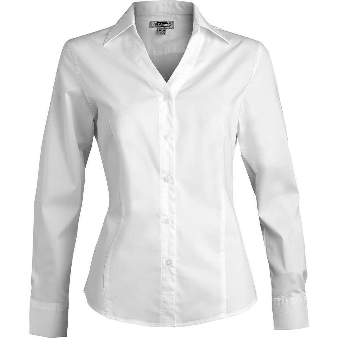 no-logo Edwards Ladies Tailored V Neck Stretch Blouse Long Sleeve