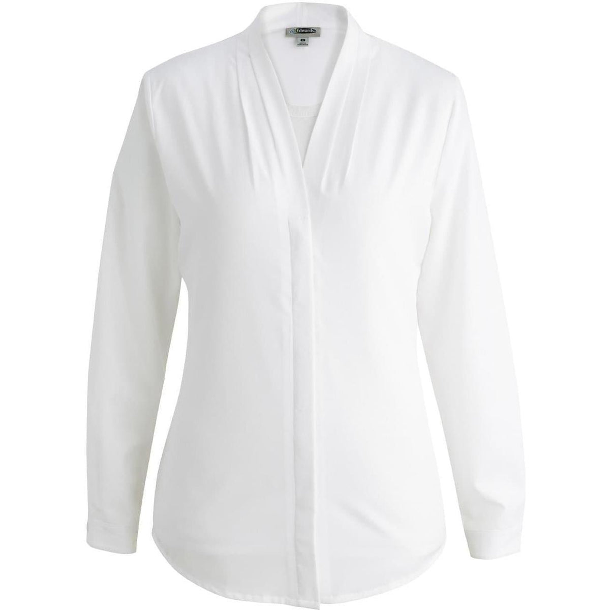 no-logo Edwards Women's V-Neck Blouse-Dress Shirts-Edwards-White-XS-Thread Logic