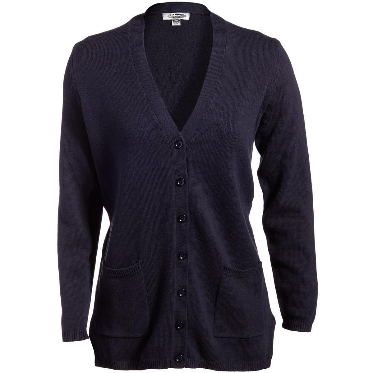 no-logo Edwards Women's V-Neck Long Cardigan Sweater-Sweaters-Edwards-Navy-XS-Thread Logic