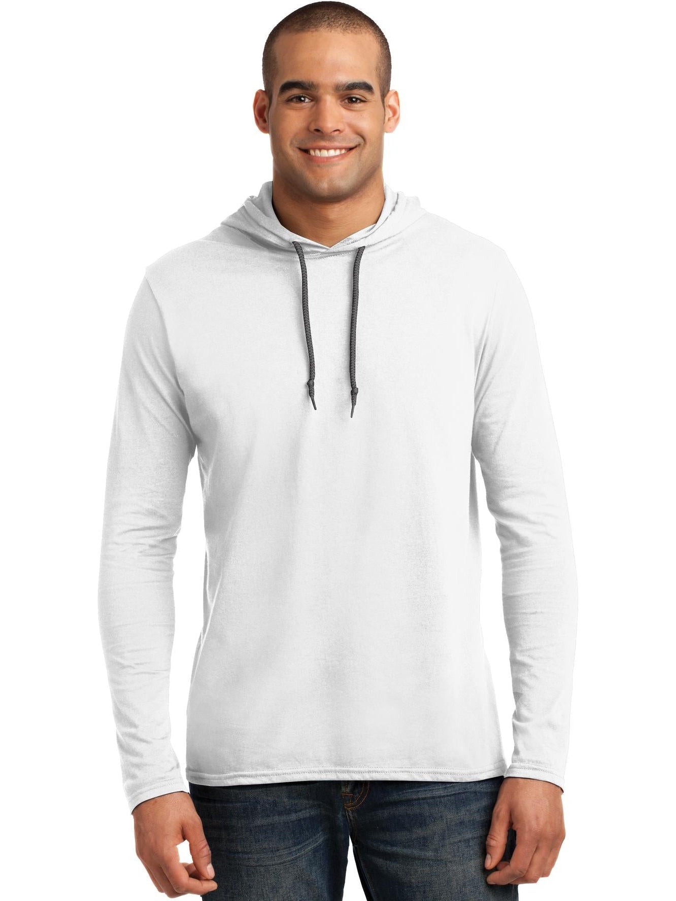 no-logo Gildan 100% Combed Ring Spun Cotton Long Sleeve Hooded T-Shirt-Regular-Gildan-Thread Logic