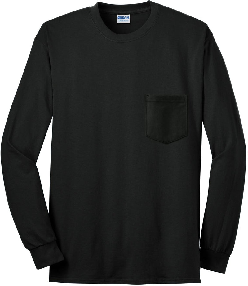 Gildan Ultra Cotton 100% Cotton Long Sleeve T-Shirt with Pocket