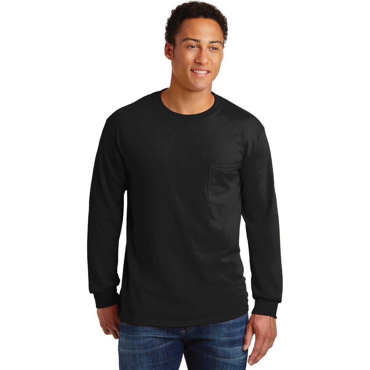 no-logo Gildan Ultra Cotton 100% Cotton Long Sleeve T-Shirt with Pocket-Regular-Gildan-Thread Logic