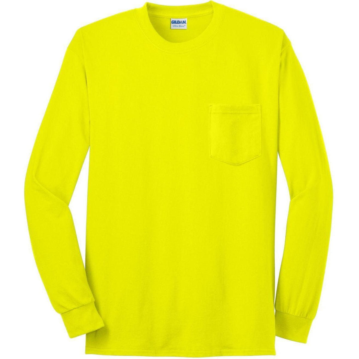 no-logo Gildan Ultra Cotton 100% Cotton Long Sleeve T-Shirt with Pocket