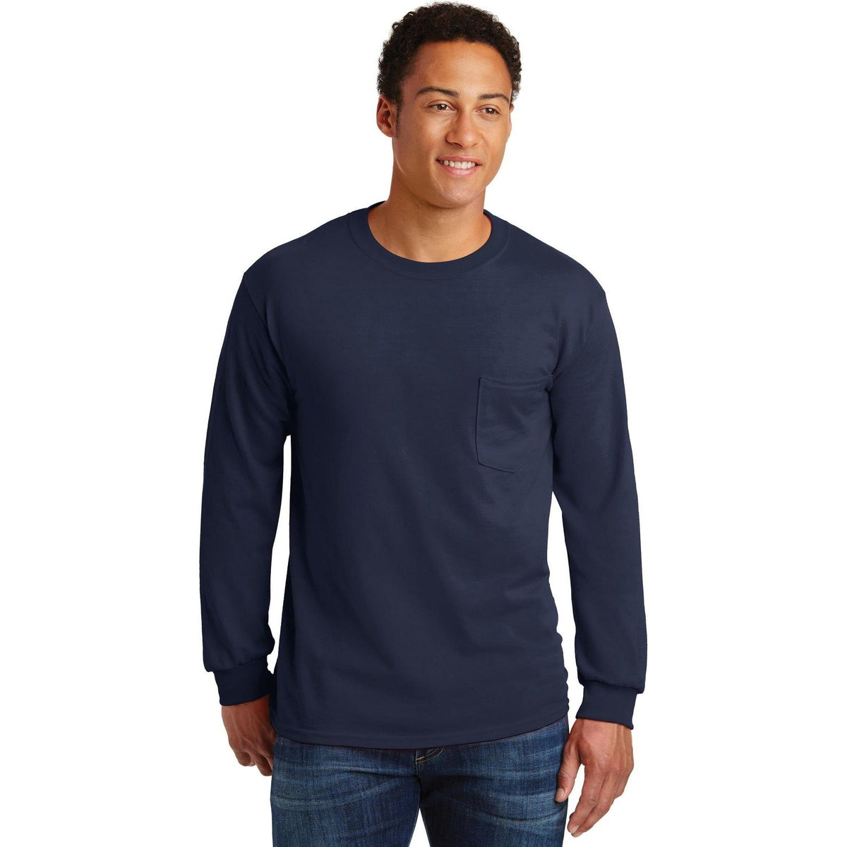no-logo Gildan Ultra Cotton 100% Cotton Long Sleeve T-Shirt with Pocket-Regular-Gildan-Thread Logic