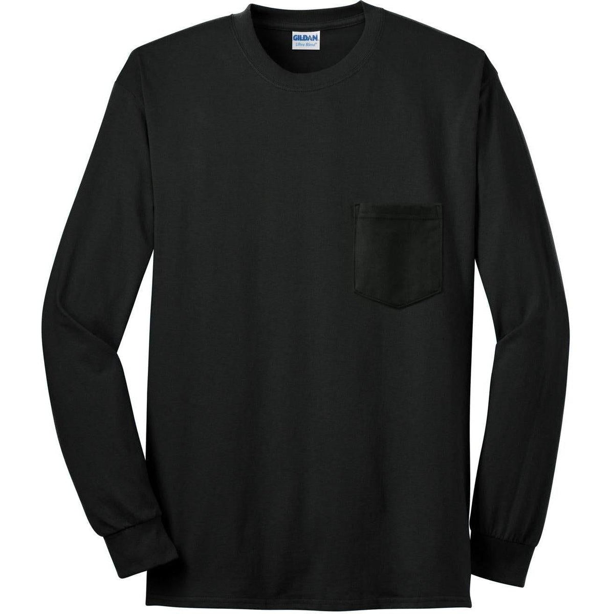 no-logo Gildan Ultra Cotton 100% Cotton Long Sleeve T-Shirt with Pocket