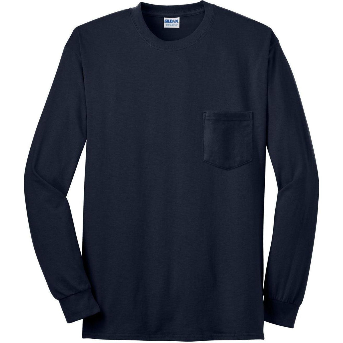no-logo Gildan Ultra Cotton 100% Cotton Long Sleeve T-Shirt with Pocket