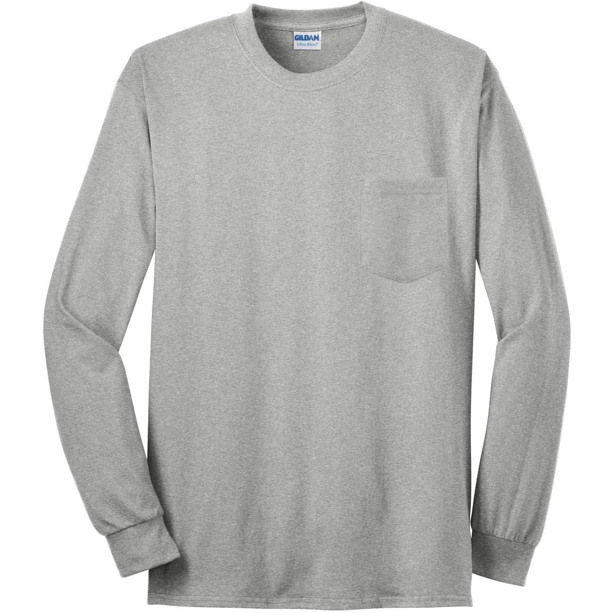 no-logo Gildan Ultra Cotton 100% Cotton Long Sleeve T-Shirt with Pocket
