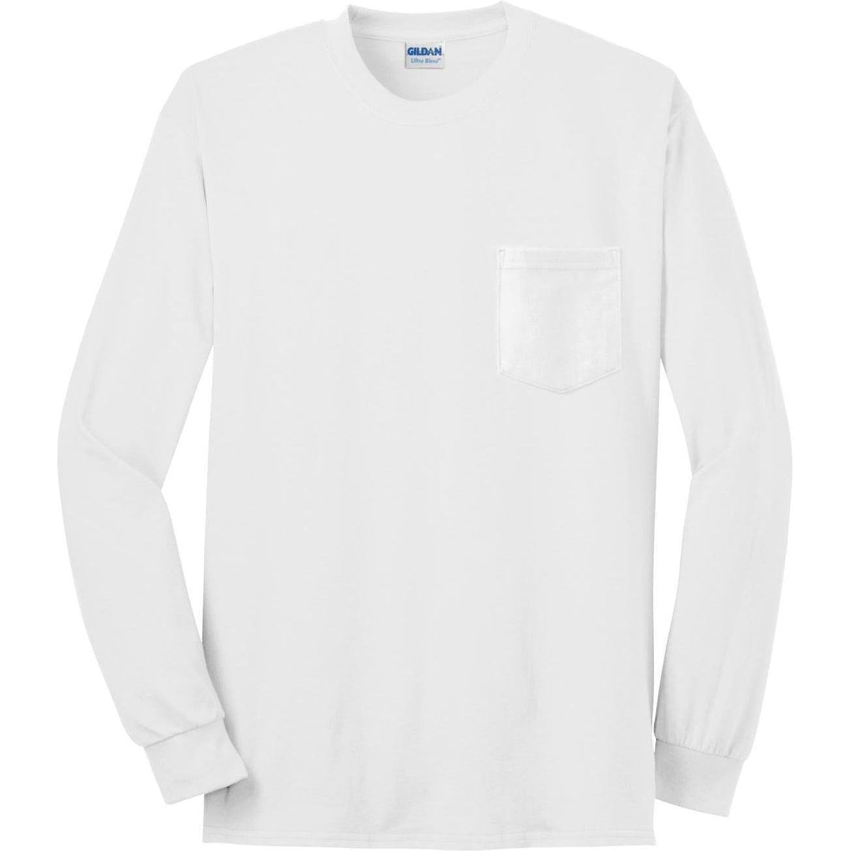 no-logo Gildan Ultra Cotton 100% Cotton Long Sleeve T-Shirt with Pocket