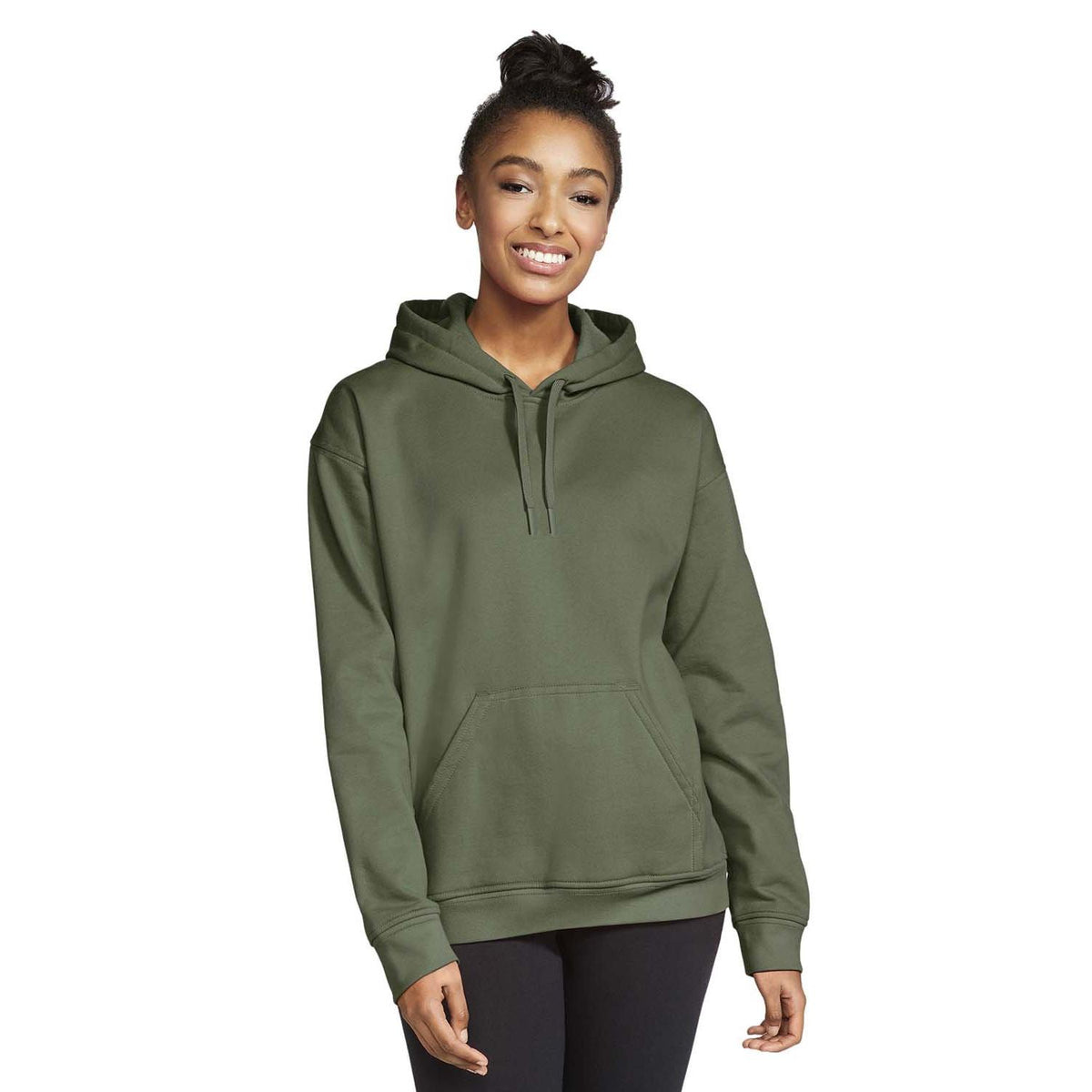 no-logo  Gildan Unisex Softstyle Fleece Pullover Hooded Sweatshirt-Ladies Layering-Gildan-Military Green-S-Thread Logic