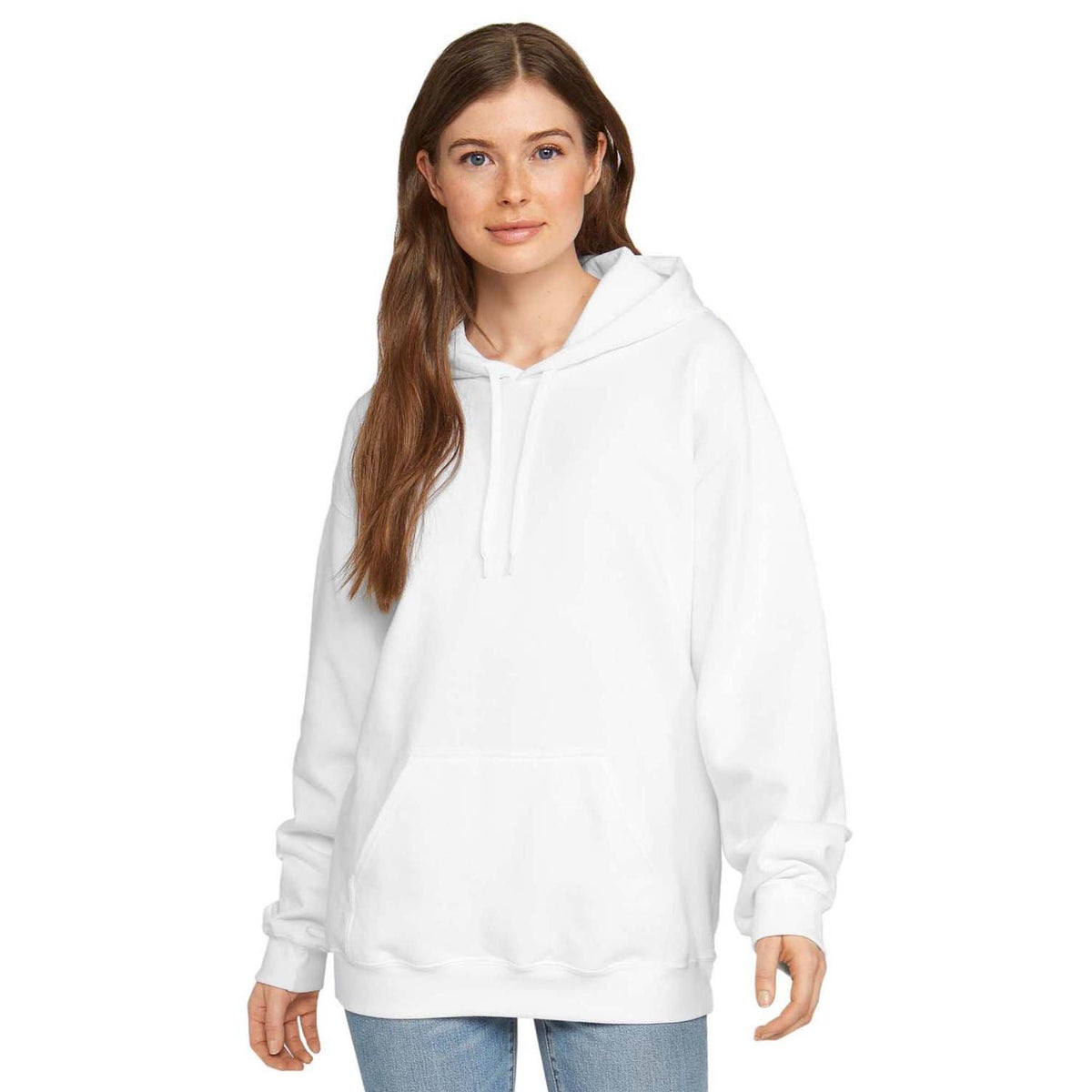 no-logo  Gildan Unisex Softstyle Fleece Pullover Hooded Sweatshirt-Ladies Layering-Gildan-White-5XL-Thread Logic