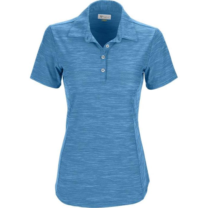 logo-left Greg Norman Ladies Play Dry Heather Solid Polo-Ladies Polos-Thread Logic