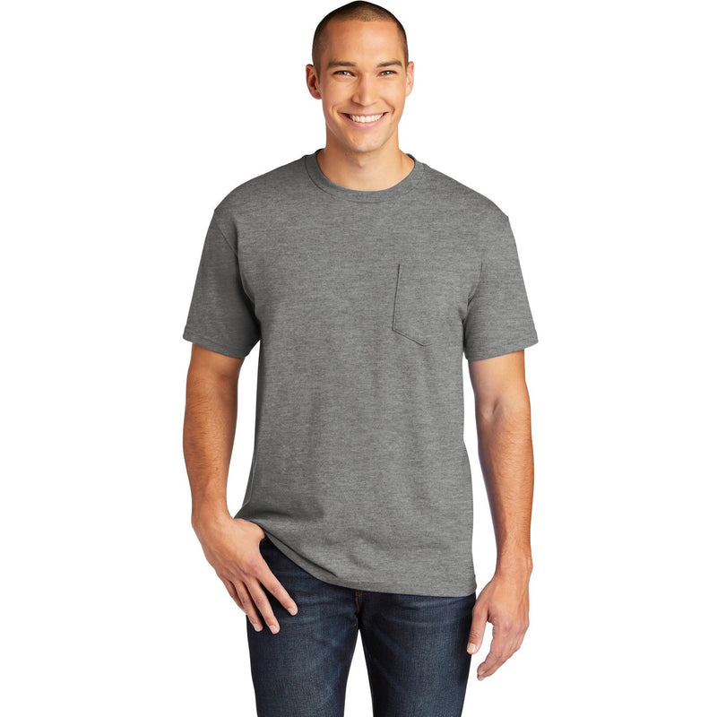 no-logo CLOSEOUT - Gildan Hammer Pocket T-Shirt-Gildan-Graphite Heather-S-Thread Logic