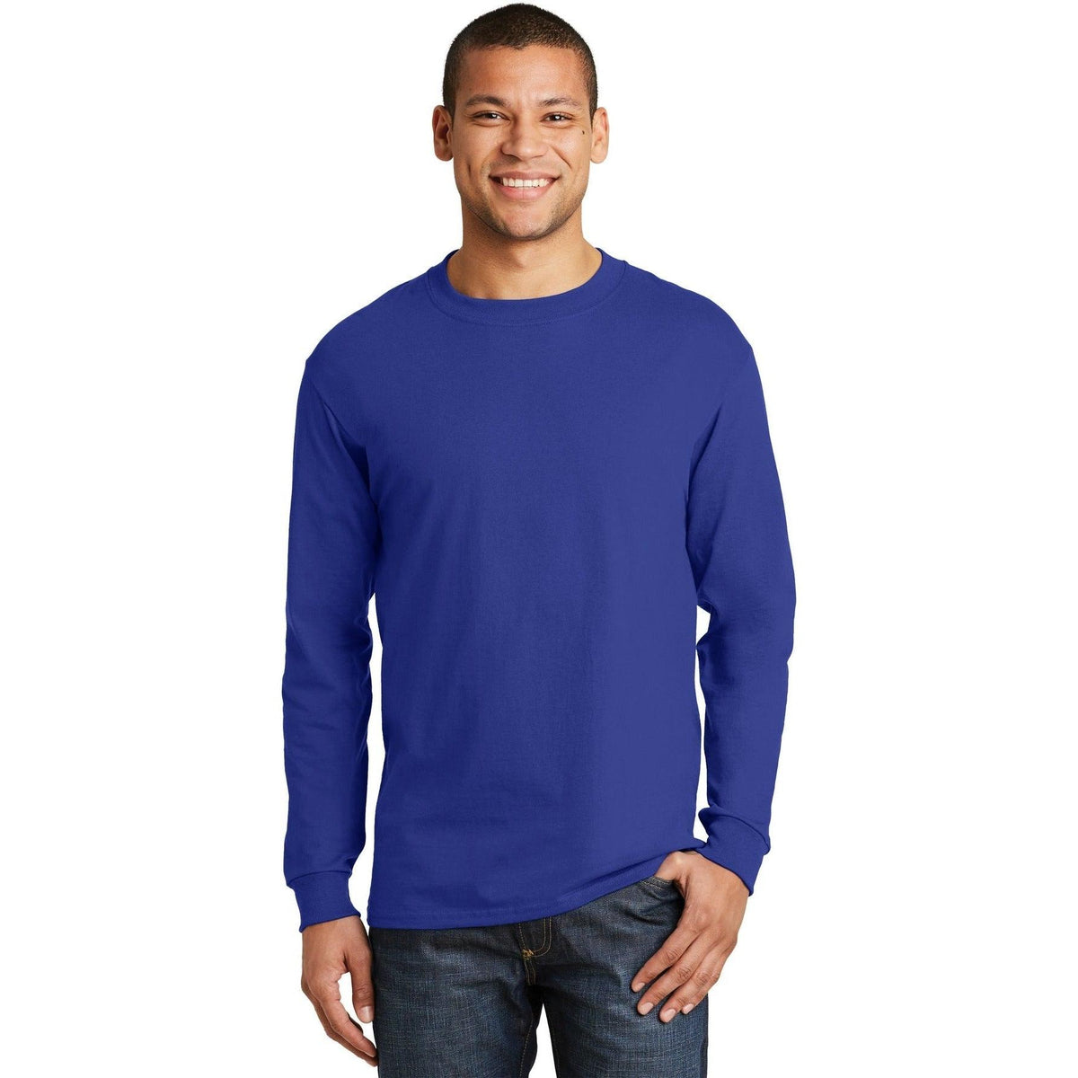 no-logo Hanes Beefy Long Sleeve Cotton T-Shirt-Regular-Hanes-Thread Logic