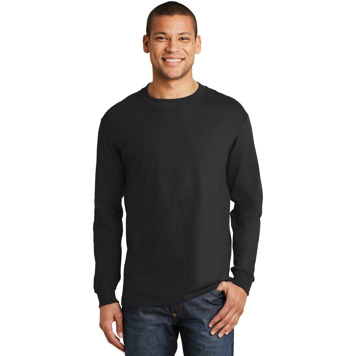 no-logo Hanes Beefy Long Sleeve Cotton T-Shirt-Regular-Hanes-Thread Logic
