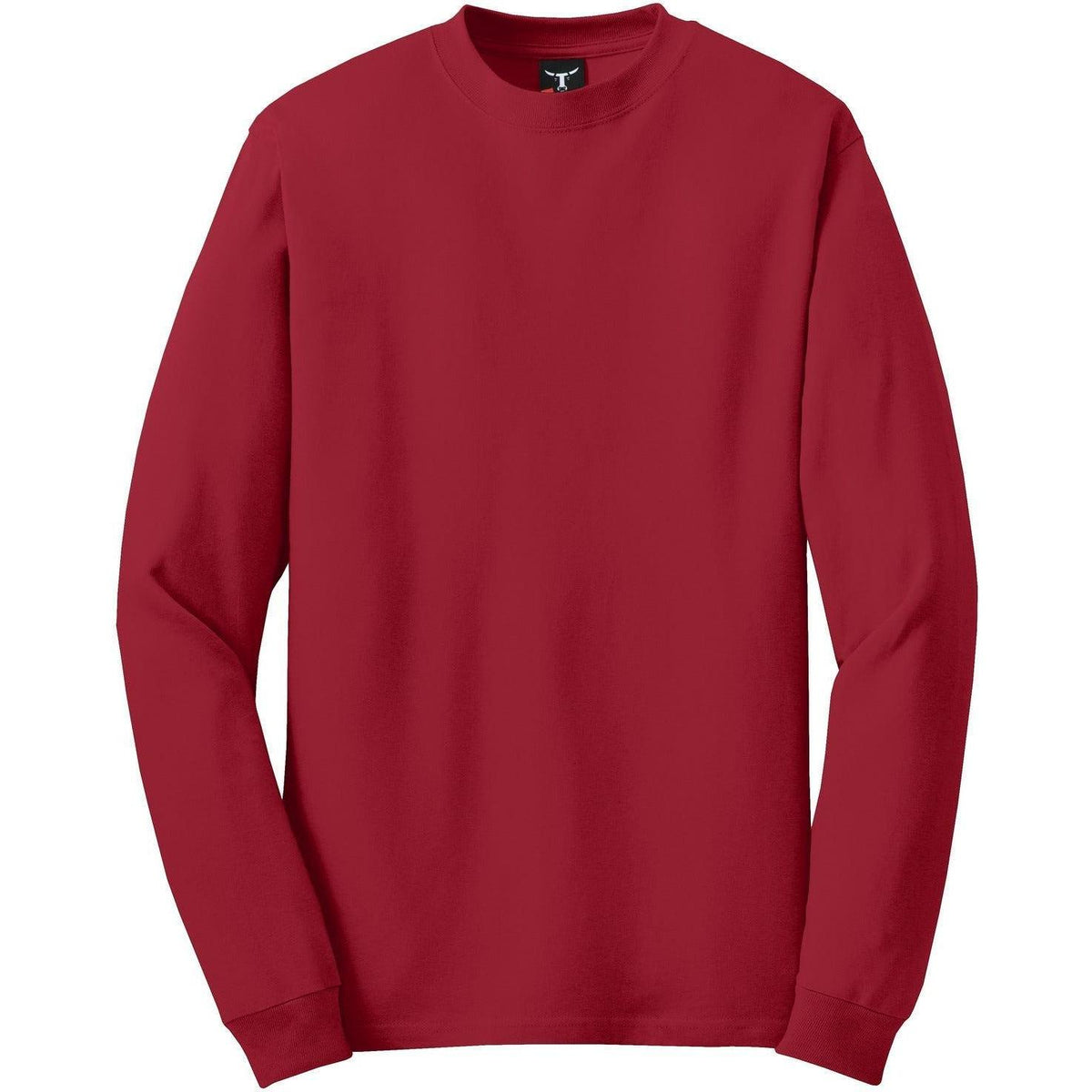 no-logo Hanes Beefy Long Sleeve Cotton T-Shirt-Regular-Hanes-Deep Red-S-Thread Logic