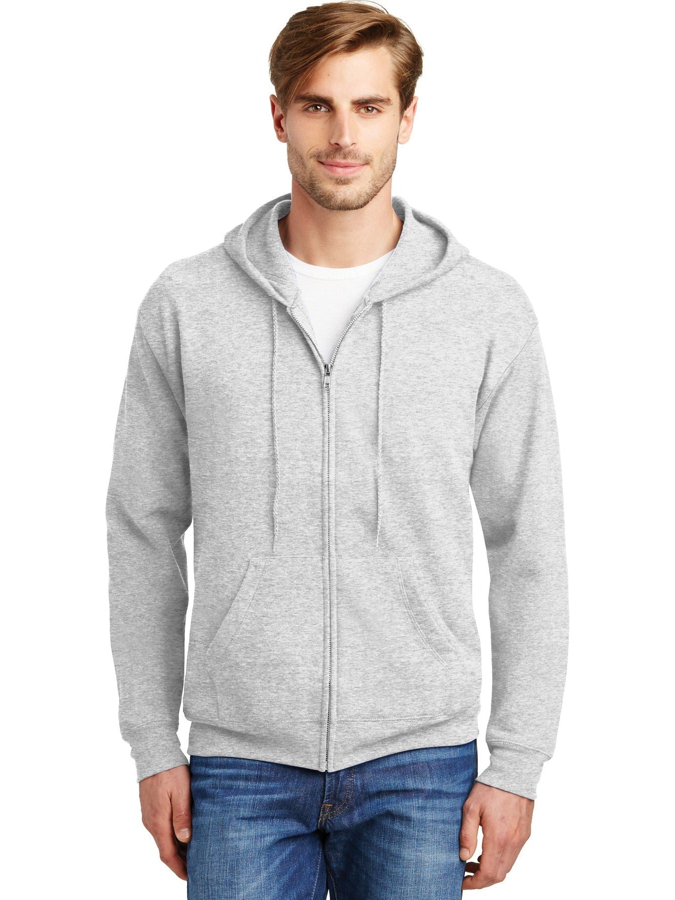 no-logo Hanes EcoSmart Full-Zip Hooded Sweatshirt-Regular-Hanes-Thread Logic
