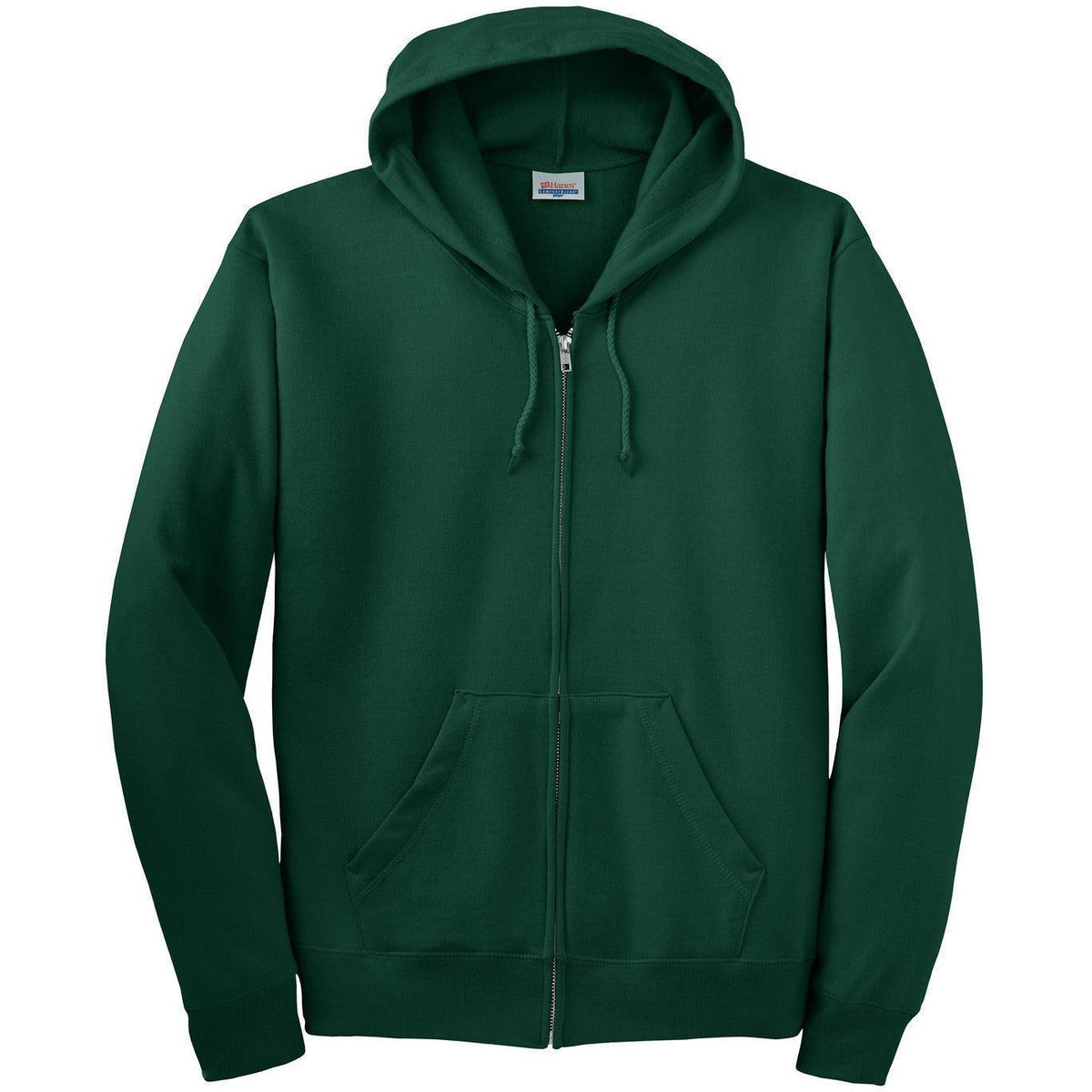 no-logo Hanes EcoSmart Full-Zip Hooded Sweatshirt-Full Zips-Hanes-Deep Forest-S-Thread Logic