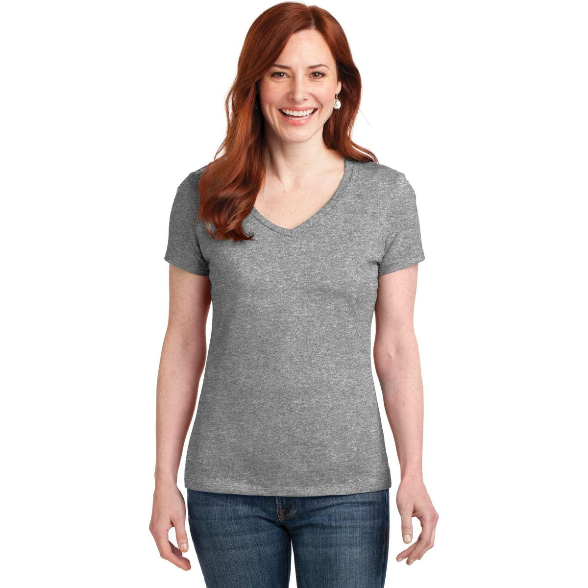 no-logo Hanes Ladies Nano-T Cotton V-Neck T-Shirt-Regular-Hanes-Thread Logic