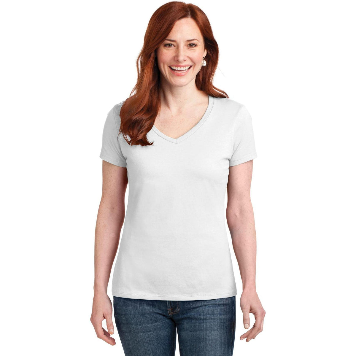 no-logo Hanes Ladies Nano-T Cotton V-Neck T-Shirt-Regular-Hanes-Thread Logic
