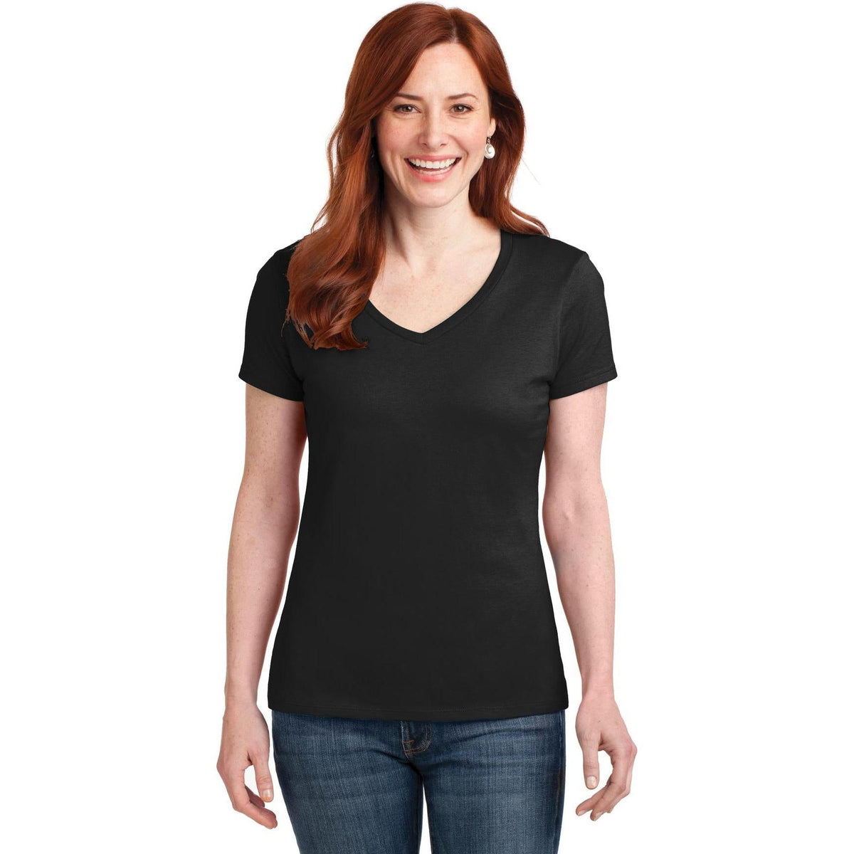 no-logo Hanes Ladies Nano-T Cotton V-Neck T-Shirt-Regular-Hanes-Thread Logic