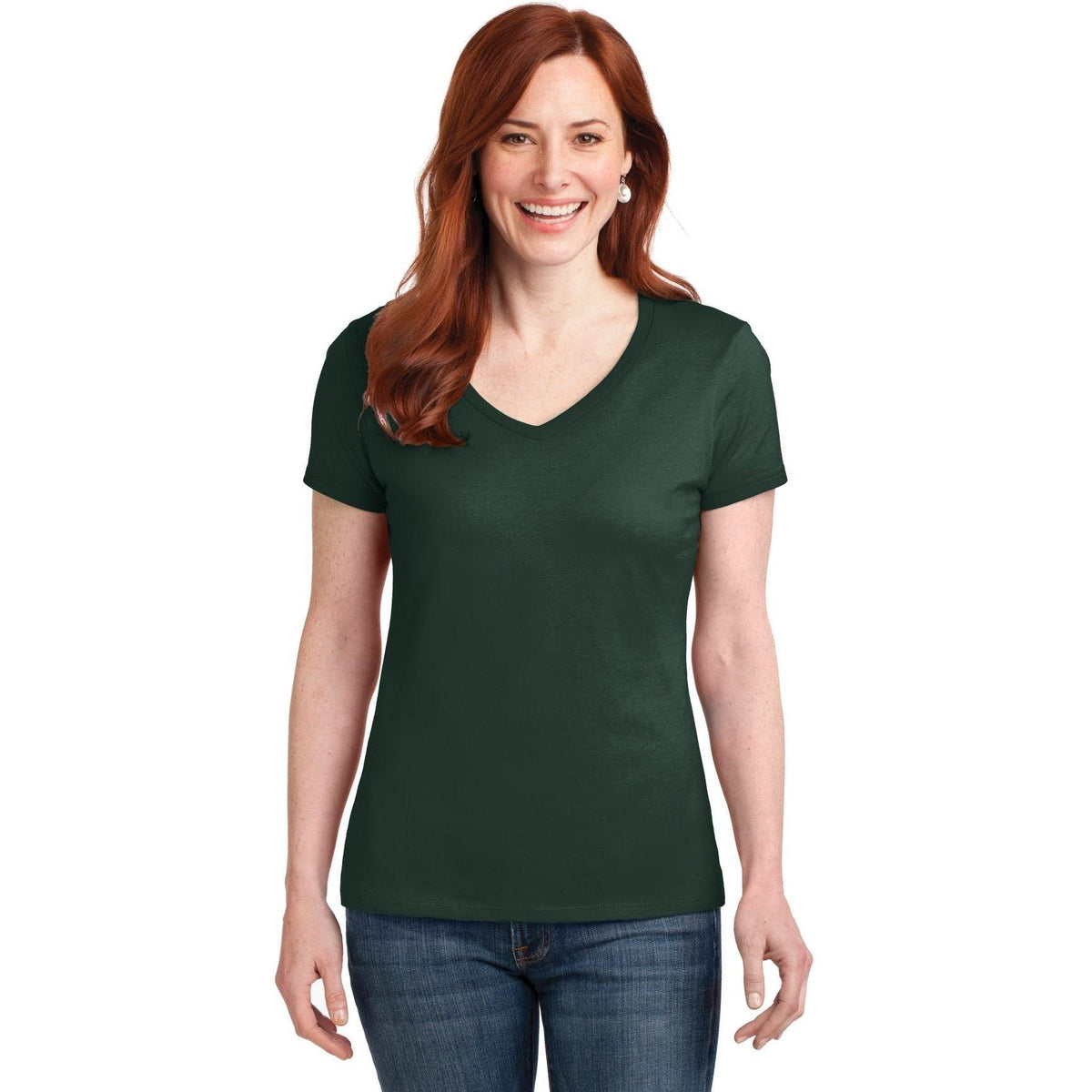 no-logo Hanes Ladies Nano-T Cotton V-Neck T-Shirt-Regular-Hanes-Thread Logic