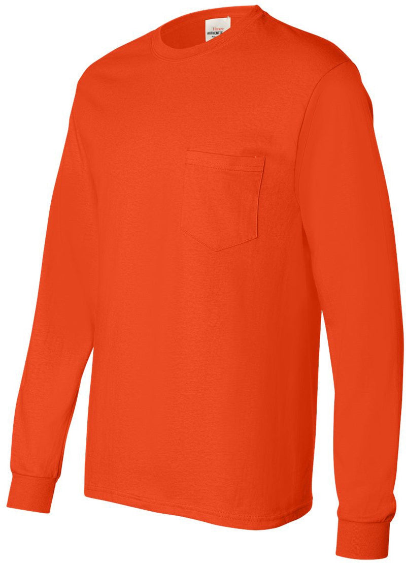no-logo Hanes Men's Authentic Long-Sleeve Pocket T-Shirt-Men's T Shirts-Hanes-Thread Logic