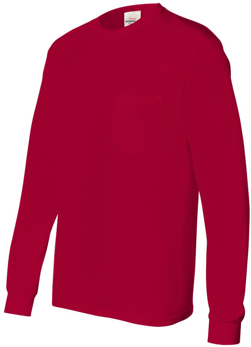 no-logo Hanes Men's Authentic Long-Sleeve Pocket T-Shirt-Men's T Shirts-Hanes-Thread Logic