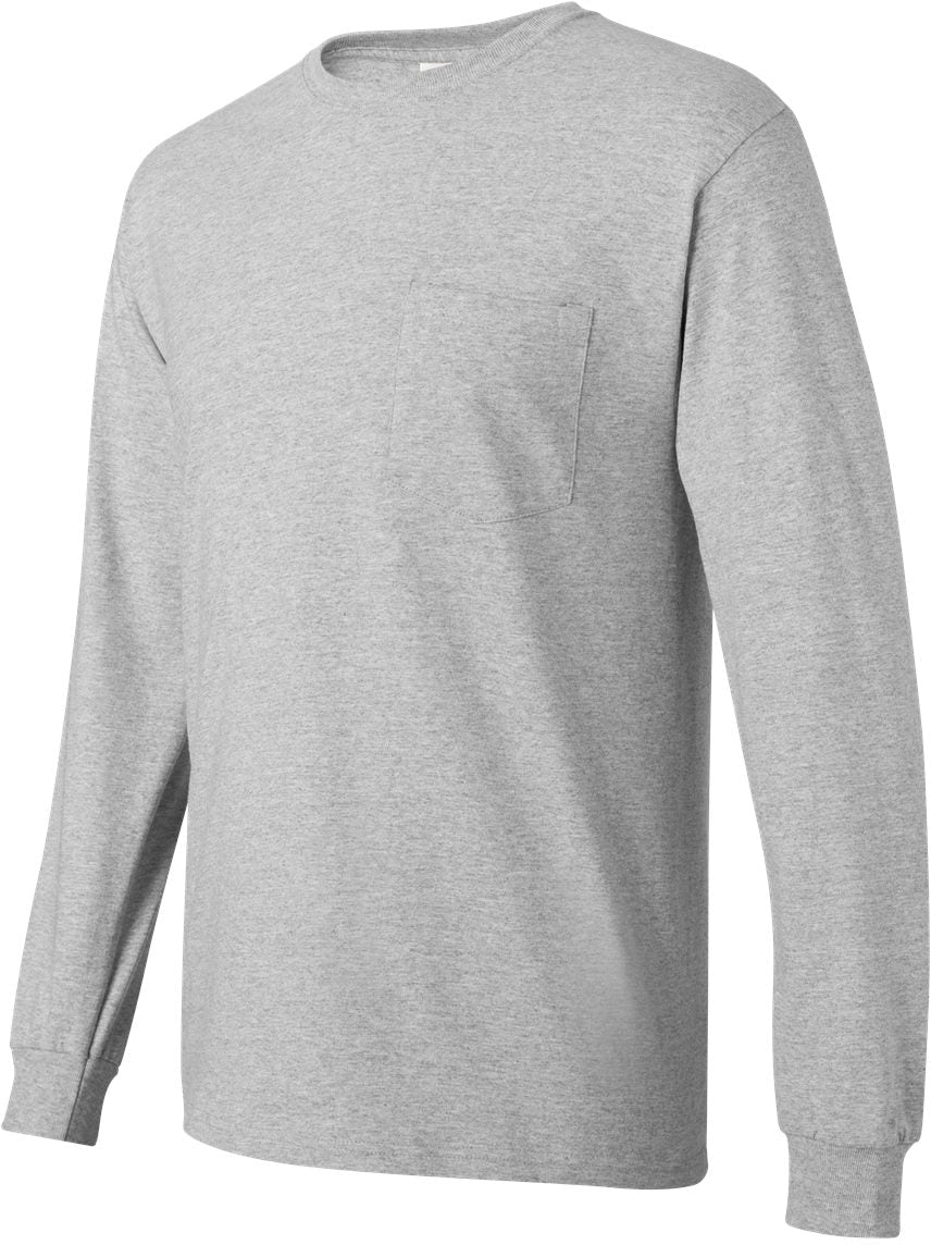 no-logo Hanes Men's Authentic Long-Sleeve Pocket T-Shirt-Men's T Shirts-Hanes-Thread Logic