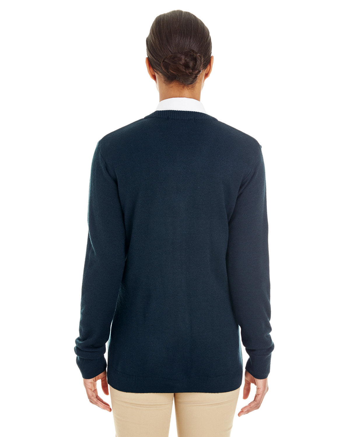 no-logo Harriton Ladies Pilbloc V-Neck Button Cardigan Sweater-Ladies Layering-Harriton-Thread Logic