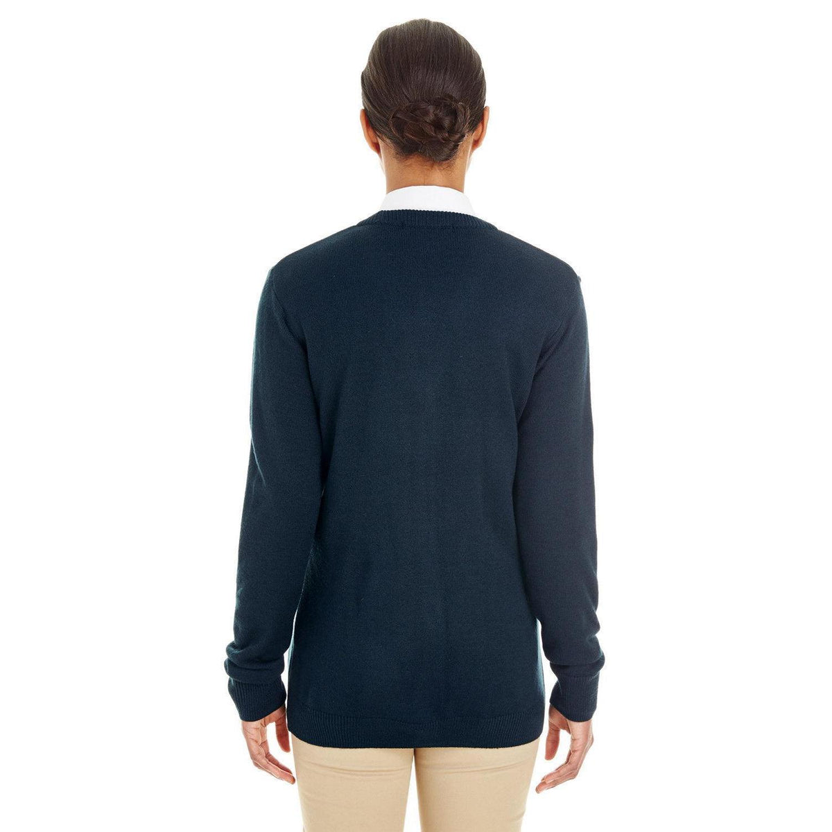 no-logo Harriton Women's Pilbloc V-Neck Button Cardigan Sweater-Sweaters-Harriton-Thread Logic
