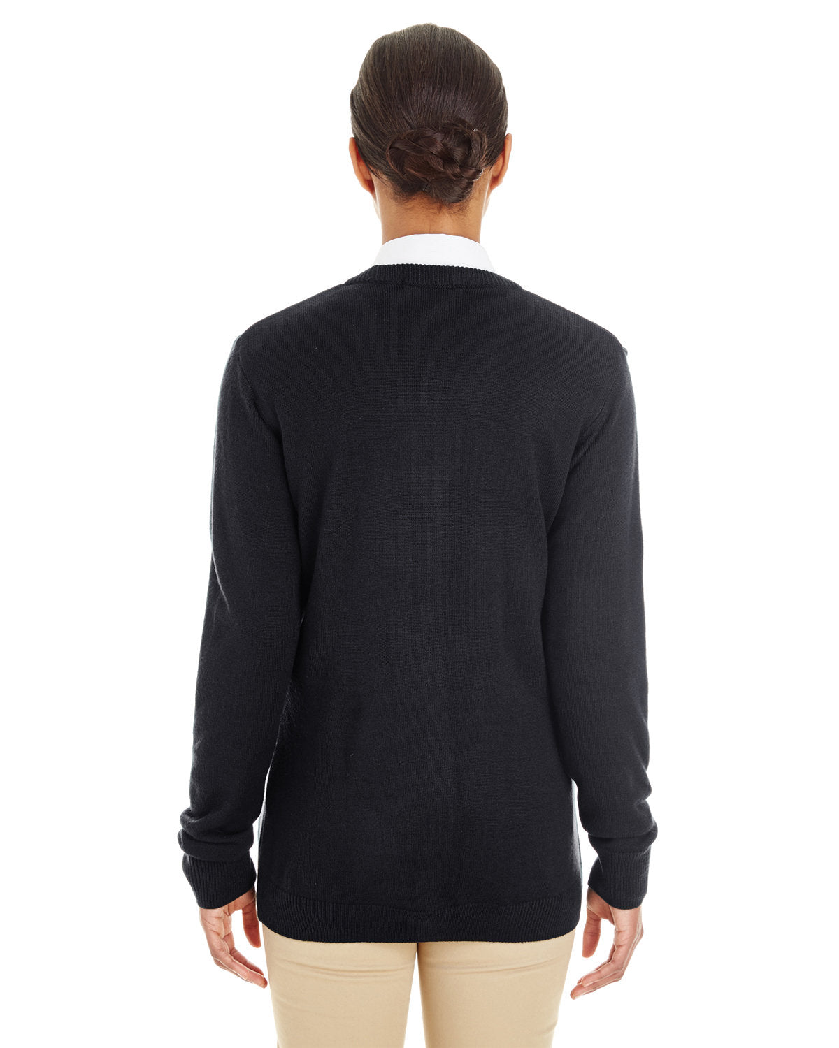 no-logo Harriton Ladies Pilbloc V-Neck Button Cardigan Sweater-Ladies Layering-Harriton-Thread Logic