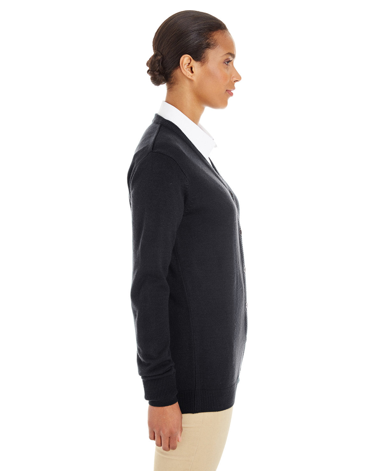 no-logo Harriton Ladies Pilbloc V-Neck Button Cardigan Sweater-Ladies Layering-Harriton-Thread Logic
