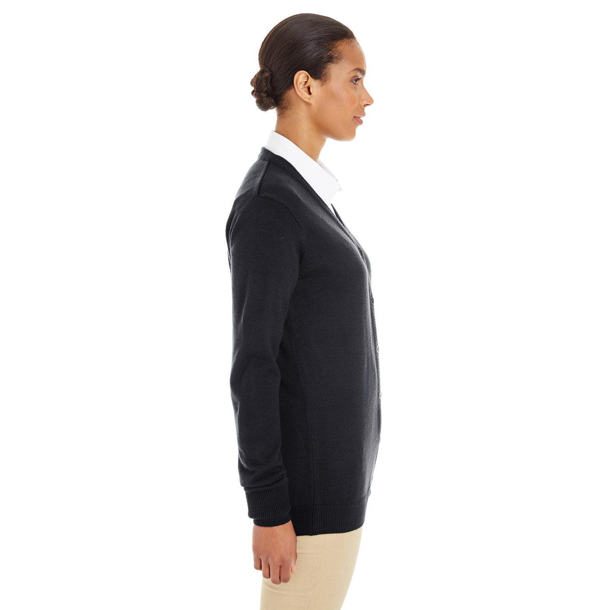 no-logo Harriton Women's Pilbloc V-Neck Button Cardigan Sweater-Sweaters-Harriton-Thread Logic