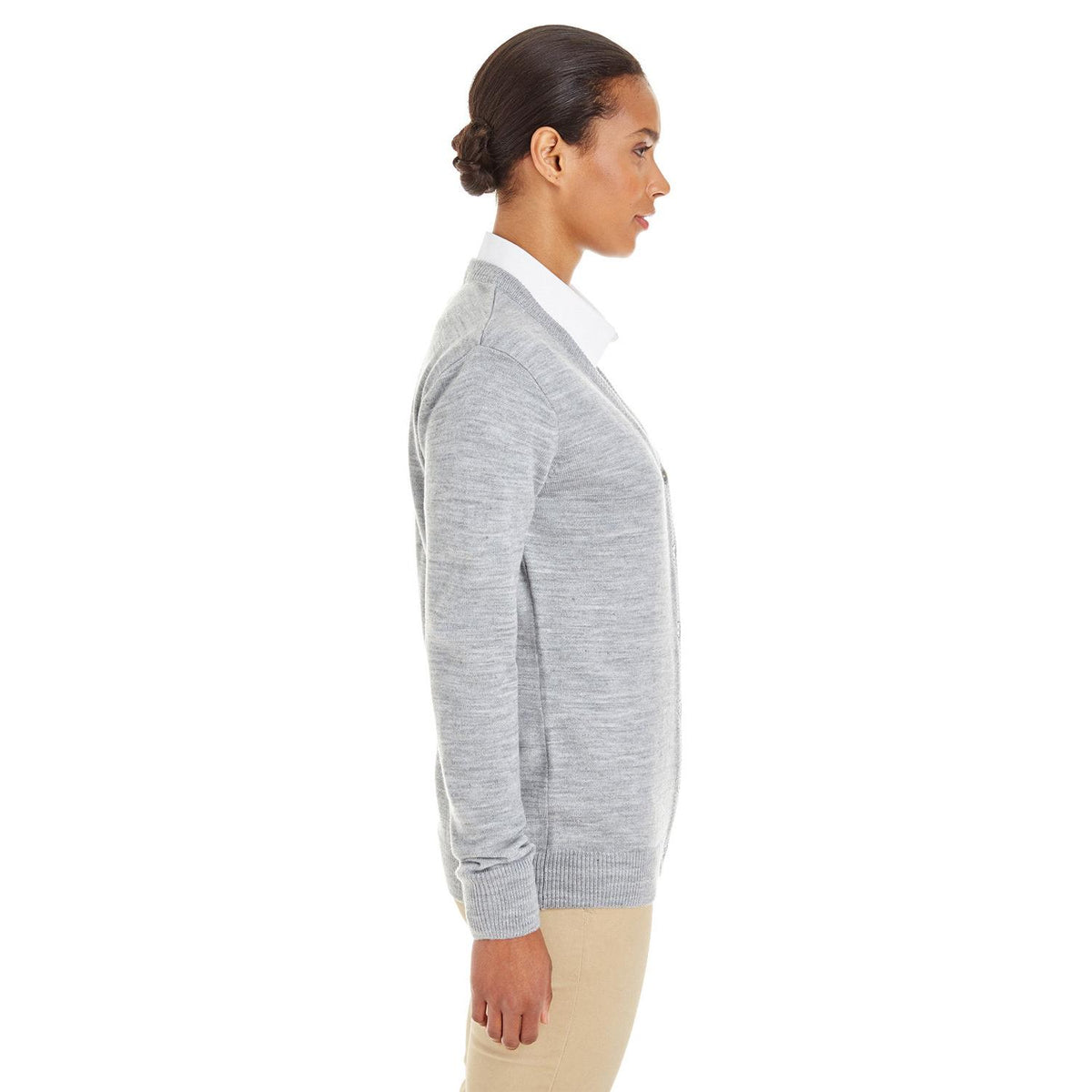 no-logo Harriton Women's Pilbloc V-Neck Button Cardigan Sweater-Sweaters-Harriton-Thread Logic